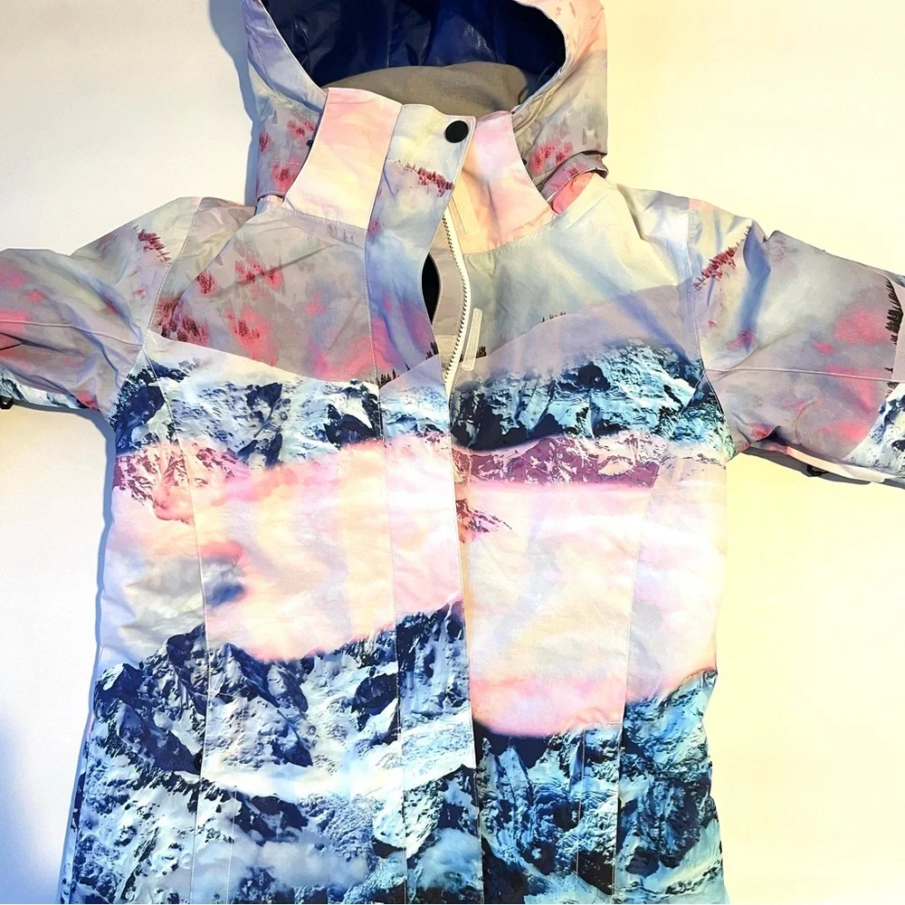 Pink and Blue Ski & Snow Jacket with Watercolor Design - Picture 3 of 8